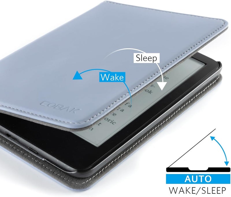 CoBak Case for 6" E-Reader - PU Leather Smart Cover with Auto Sleep/Wake & Hand Strap, not Compatible with Kobo Clara,Purple Skin - Image 5
